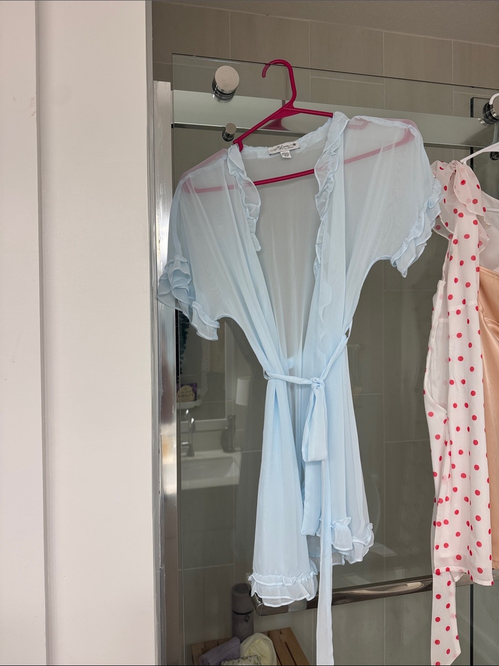 Light Blue Sheer Ruffle Robe - Women’s Intimates